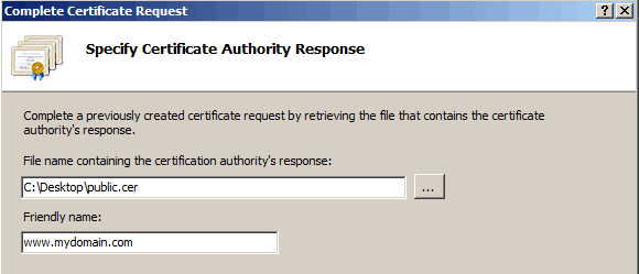 Installera SSL certifikat IIS pkcs#7
